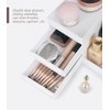 Makeup Desk Cosmetic Storage Box Organizer with Drawers for Dressing Table, Countertop, Bathroom Counter, Elegant Vanity Holder for Brushes, Eyeshadow, Lotions, Lipstick and Nail Polish (White)
