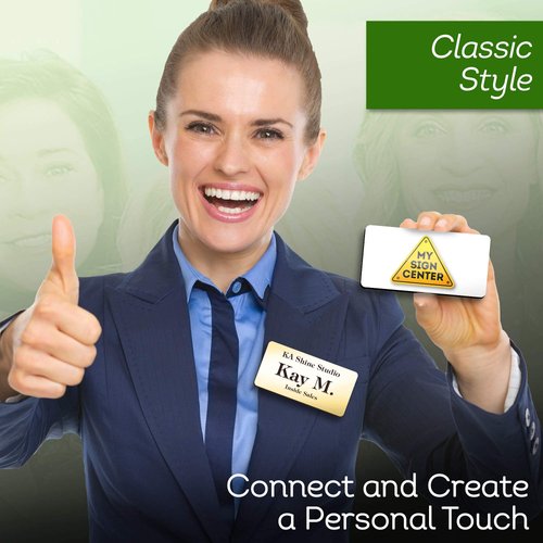 Name Tag, Magnetic Name Tags, Personalized Name Tags, 1.5 x 3 Incehs, Durable Engravable Impact Acrylic Material, Made in The USA by My Sign Center (Classic Rectangle)