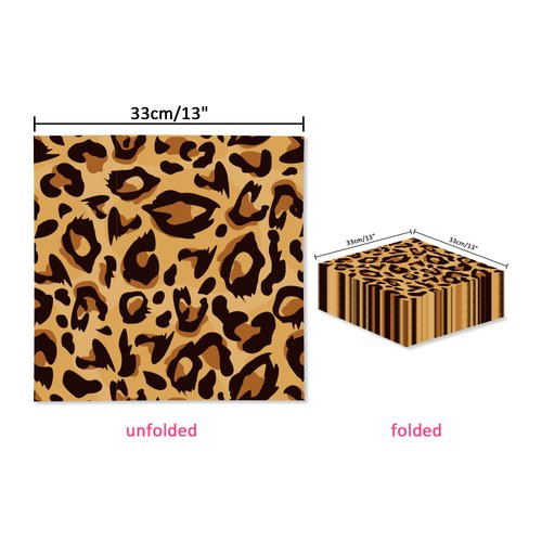 40pcs Animal Leopard Print Party Napkins Disposable Jungle Animal Leopard Print Tableware Dinner Napkin for Safari Leopard Themed Birthday Baby Shower Party Supplies