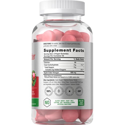 Horbaach Vegan Apple Cider Vinegar Gummies | 90 Count | ACV Supplement | Natural Apple Flavor | Non-GMO, Gluten Free Gummies for Adults