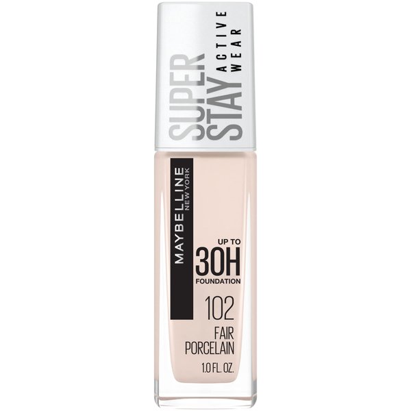 Maybelline Super Stay Full Coverage Liquid Foundation Active Wear Makeup, Up to 30Hr Wear, Transfer, Sweat & Water Resistant, Matte Finish, Fair Porcelain, 1 Count