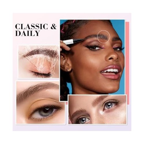 Eyebrow Pencil for Natural Looking Brows, Waterproof, 4-Tip Microblade Applicator, Brown