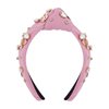 jascaela Women’s Pearl Knotted Rhinestones Headband Vintage Face Wash Headband Jewelry Going Out Non-slip Headband Pink Pearl