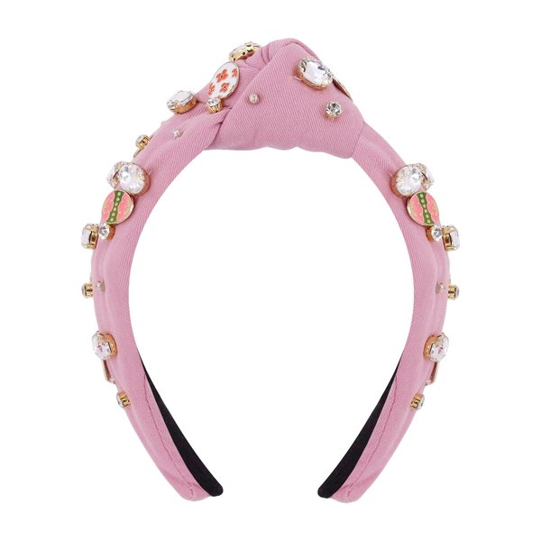 jascaela Women’s Pearl Knotted Rhinestones Headband Vintage Face Wash Headband Jewelry Going Out Non-slip Headband Pink Pearl