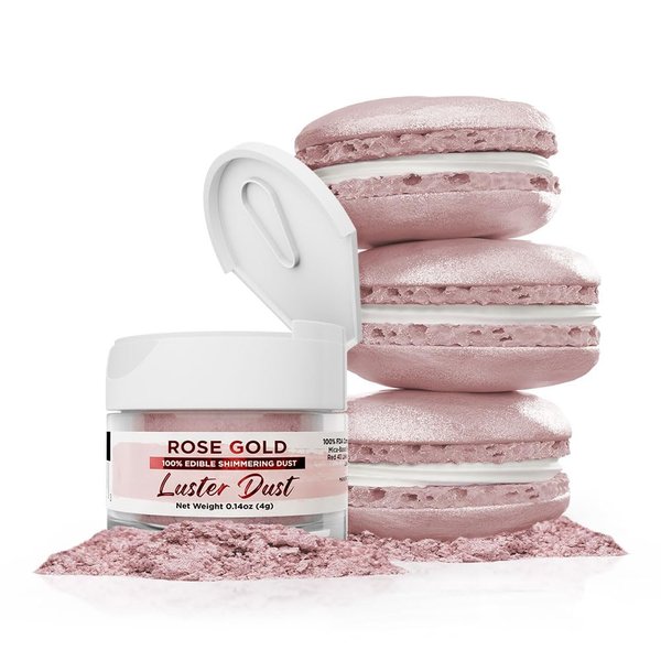 Luster Dust - Rose Gold (4g 1x Pump) | Edible Vegan Dust & Paint for Cake Decorating, Ice Cream, Desserts, Cocktails and Beverages by Bakell