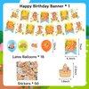 Capybara Birthday Party Supplies Capybara Theme Party Decorations Include 1Pc Happy Birthday Banner, 2Pcs Honeycomb, 18Pcs Latex Balloons, 50Pcs Stickers, 1Pc Cake Topper, 24Pcs Cupcake Toppers