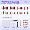 Press on Nails Almond - SHANGMENG Cat Eye Press on Nails Short with Nail Glue, Fit Perfectly Fake Nails for Women Gift, Opaque Stick On Nails in 16 Sizes - 32 Reusable Nails Kit, Wine Red