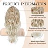 donttwa Curly Ponytail Extension, 18 inch Claw Clip Drawstring Ponytails Hair Extensions for Women, Long Wavy Multi Layered Synthetic Natural Hairpiece for Daily Party (Dark Blonde)