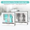 Grabease Baby Spoons Toddler Utensils Toddler Silverware Baby Utensils, BPA-Free & Phthalate-Free for Baby & Toddler, 2 Sets, Teal and Gray