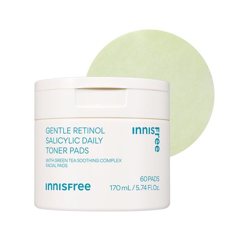 innisfree Daily Gentle Retinol Salicylic Toner Pads, Korean Sheet Mask Pads for Acne-Prone Skin Care