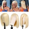 FJsuprise Blonde Bob Wigs Human Hair 613 Lace Front Bob Wigs Human Hair Pre Plucked 13x4 HD Transparent Lace Frontal Bob Wigs For Black Women Glueless Short Straight Bob Wig With Baby Hair 14 Inch