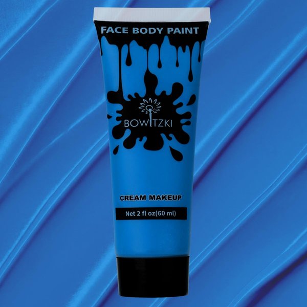 Bowitzki Face and Body Paint 2oz Cream Makeup 60ml Water Based Face Painting Special Effects For Adults Children Kids Halloween Christmas Party Stage Cosplay (Blue)