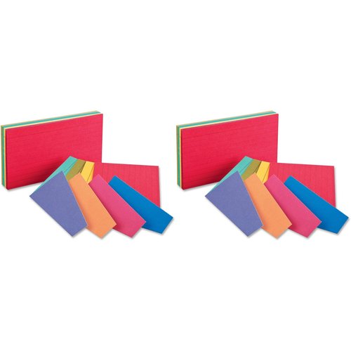 Esselte Oxford Extreme Index Cards 3"x5" Pack of 100 Assorted (04736), 2 Packs