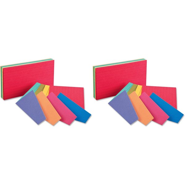 Esselte Oxford Extreme Index Cards 3"x5" Pack of 100 Assorted (04736), 2 Packs