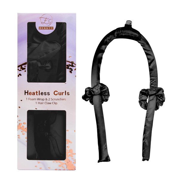 Satin Heatless Curling Set - with Gift Box, Hair Rollers for Heatless Curlers, Overnight Hair Culers to Sleep in, DIY Curlers for Long Hair and Medium Hair (Black, Medium)