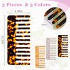 3 Pieces Tortoise Wide Tooth Comb Hair Detangling Comb Celluloid Acetate Comb French Hair Comb Wide Teeth Pocket Comb Detangler Comb Styling Comb for Long and Short, Thick Curly and Straight Hair