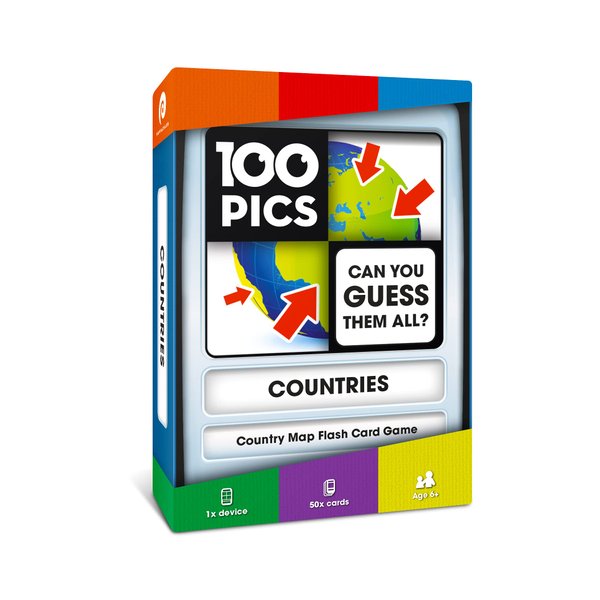 100 PICS Countries of The World Travel Game - Learn 100 Countries | Flash Cards with Slide Reveal Case | Geography Card Game, Gift, Stocking Stuffer | for Kids and Adults | Ages 6+