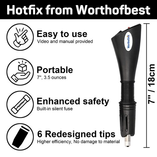 Worthofbest Hotfix Applicator Tool, Hot Fix Tool, Hotfix Rhinestones Applicator for Clothing, Clothes, Leather, Shoes, Hat, Jeans, Wood, Craft, Cardstock, Making Snowglobe Tumbler Holes and More
