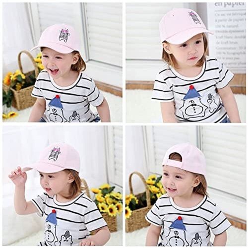 Girls Baseball Hat Kids Cotton Hat Trucker Sun Hat Adjustable Toddler Baseball Cap Beach Hat for Toddler Girls 1-10 Years(Cat,54cm)