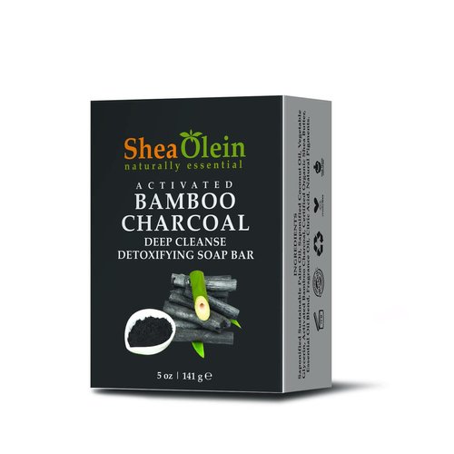 Shea Olein ACTIVATED BAMBOO CHARCOAL DEEP CLEANSE DETOXIFYING SOAP BAR 5 oz. (6 Bars)