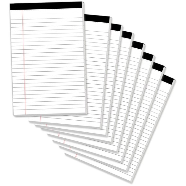Legal Pads 5 x 8 Inch Notepad, 8 Pack Note Pads College Ruled Perforated Memo Pad for Work Study Daily Note Taking List, Lined Writing Pads Memo Refills Notepads for Office Home School, 30 Sheet/ Pad