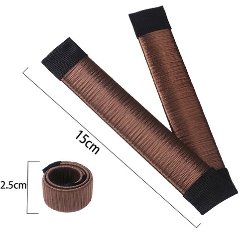 Aisonbo Hair Bun Maker, Size 5.9 inch Magic Bun Shaper Donut Hair Styling for Kids Curler Roller Dish Headbands,3 Pack,Dark Brown