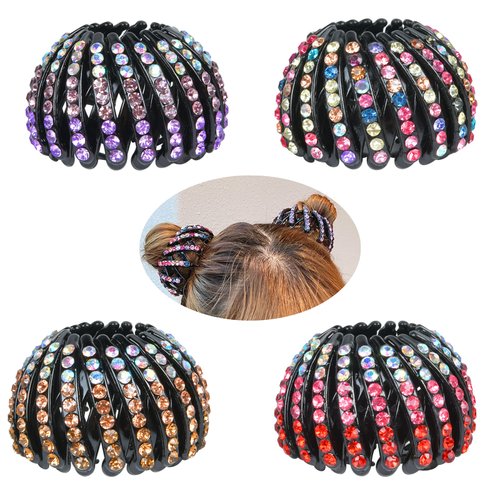 Bird Nest Hair Clips Holder, Akamino Ponytail Holder Bun Barz Bun Clip Accessories for Women Girls, Expandable Rhinestone Hair Holder Headwear Barrette Styling Tools Accessories