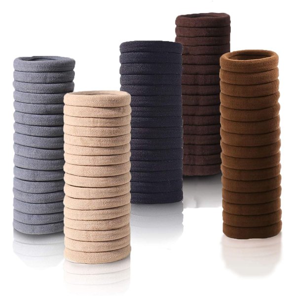 Vrose Flosi Hair Ties For Women Girls Men Kids Toddler Seamless Hair Ties For Thick & Curly Hair - Brown Rubber Bands For Hair No Damage Ponytail Holder