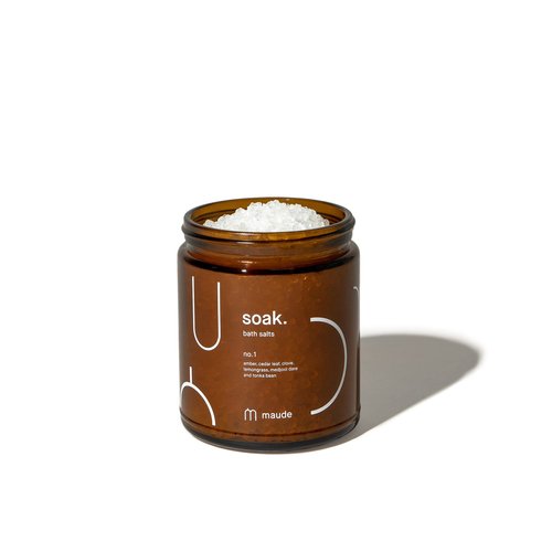 Maude Soak No. 1 - Nourishing Mineral Bath Salts for Solo or Partner Bath Soaks - Rejuvenating & Moisturizing Bath Soak Made of Hand-Harvested Coarse Dead Sea Salt Crystals + Vitamins (8 oz)