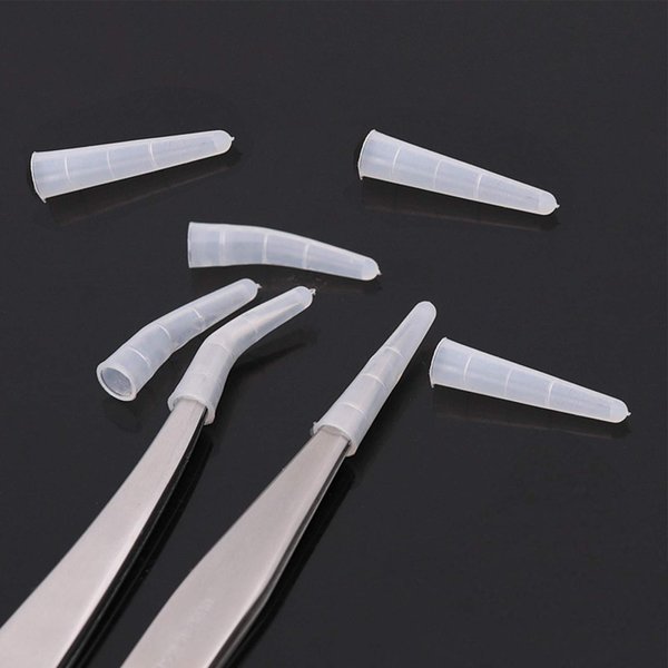 EORTA 50 Pcs Tweezer Tip Covers Mini Soft Silicone Case Portable Safety Sheath for Eyelash Tweezer Pusher Mini Scissor/Shear, to Protect Tips，Transparent