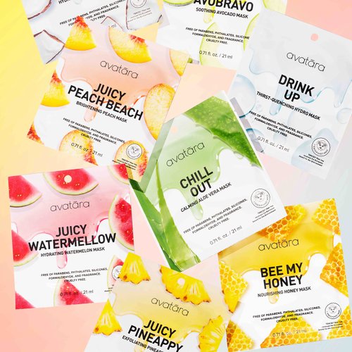 Avatara - Sheet Mask Set, Face Mask Skincare Variety Pack of 8, Facial Mask Set for Hydration, Exfoliation, and More, Face Mask Skin Care, Sheet Masks Made with Tencel Fibers, Teen Skincare