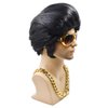 PATURPINT 50s Rocker Wig with Sideburns-Adult Retro Rock and Roll Costume Wig Accessory for Cosplay Halloween Theme Party, Sunglass and Necklace Included
