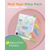 Piico Unflavored Kids Floss - No Fluoride Dual Line Dental Floss Picks - Fun Oral Care in Colorful Floss Sticks Design - Kids Flossers Avoid Tooth Decay & Gum Disease - 80 Count Dino