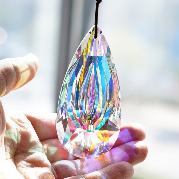 89mm/3.5in Hanging Chandelier Crystals Prisms Suncatcher for Window Ornament Chandelier Parts Rainbow Maker for Home Garden Decor (Crystal AB)