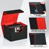 ZLCA Card Deck Box for Trading Cards, MTG Commander Deck Box Holds 120+ Single Sleeved Cards, Leather Magnetic Card Storage Box Fits for TCG CCG Magic Cards (Black&Red)