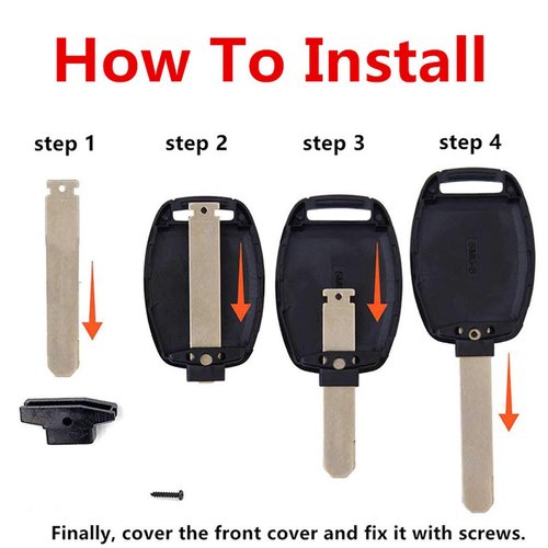 WiCuaSix Replacement Keyless Entry Remote Case Cover fits Honda Accord/Civic/CR-V/Fit/Odyssey/Pilot/Ridgeline/CR-Z Key Fob Shell (Black)