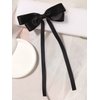 Furling Pompoms Hair Bow Clips with Long Tail Bowknot Hair Clip Ribbon Accessories Pony-tail Holders Accessories (Black/White)