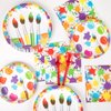 DECORLIFE Paint Party Supplies Serve 24, Paint Party Decorations Plates and Napkins Sets, Art Birthday Party Decorations for Kids Adults, 96 PCS