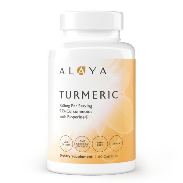 Alaya Naturals - Premium Turmeric Curcumin with Bioperine - 750 mg with 95% Standardized Curcuminoids Per Capsule - High Potency, Absorption, & Availability - Non-GMO, Lab Tested