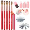 Saviland 5PCS Acrylic Nail Brush for Nails - Nail Brushes for Acrylic Application (Size 4/8/10/12/16),Oval Acrylic Powder Brush Set with French Cutters for Nail Extension & 3D Carving French Nails Art