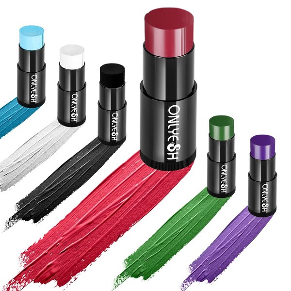 Red Face Paint, Cream Grease Sticks, Red Eye Black Stick, Sweatproof Waterproof for Sports, Red Body Paint Stick for Corpse Bride Halloween SFX Sally Makeup, Red