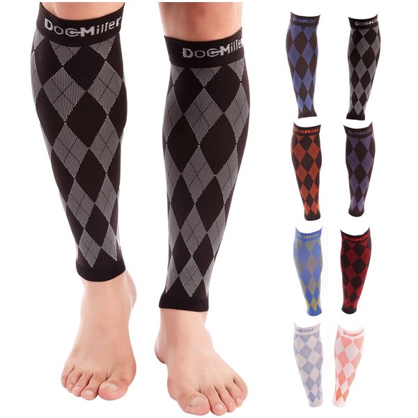 Doc Miller Calf Compression Sleeves 20-30 mmHg for Running, Cycling, and Travel, Argyle Design, Enhanced Circulation and Leg Support for Shin Splints Relief, Ideal for Work and Pregnancy