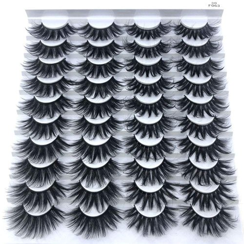 HBZGTLAD 20 Pairs 25 mm 3d Mink Lashes Bulk Faux with Custom Box Wispy Natural Mink Lashes Pack Short Wholesales Natural False Eyelashes (F063)