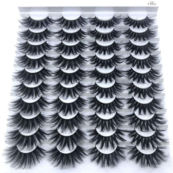 HBZGTLAD 20 Pairs 25 mm 3d Mink Lashes Bulk Faux with Custom Box Wispy Natural Mink Lashes Pack Short Wholesales Natural False Eyelashes (F063)