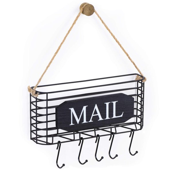 SRIWATANA Mail Key Holder for Wall, Mail Organizer Wall Mount, Small Size, Black