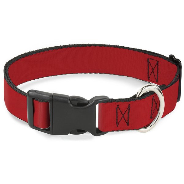 Buckle-Down Plastic Clip Collar - Christmas Red - 1" Wide - Fits 11-17" Neck - Medium