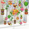 FRIDAY NIGHT Luau Birthday Party Hanging Swirl Decorations Tropical Flower Palm Flamingo Sign Foil Ceiling Decor for Floral Tropical Party Summer Beach Pool Party Tiki Party Supplies 36pcs
