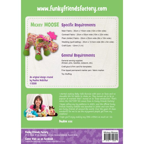 Funky Friends Factory Mickey Moose Sewing Pattern