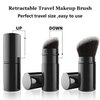 Falliny Retractable Makeup Brush, 2 Pack Travel Kabuki Face Blush Brush, Portable Powder Foundation Sunscreen Brush with Cover for Blush, Bronzer, Buffing, Flawless Powder Cosmetics