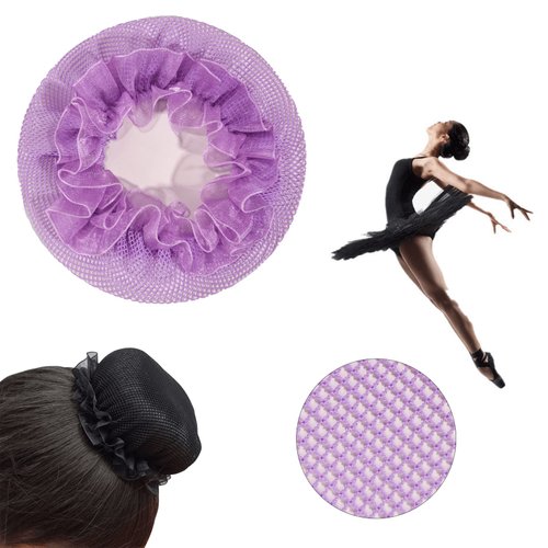 KKTOCHVC Bun Dancer Hair net Ballet Dance Skating Bun Cover Elastic Band Hair Nets with Hairpins for Women Girls Bun (Colored-With Lace,No Drawstring)